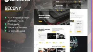 Becony - Car Detailing Services & Car Repair Elementor Template Kit