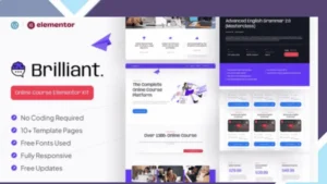 Brilliant - Online Course Elementor Pro Template Kit