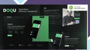 DOQU - Dark Digital Bank and E-Wallet Elementor Template Kit