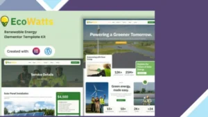 Ecowatts - Renewable Energy Elementor Template Kit