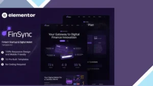 FinSync - Fintech Startup and Digital Wallet Elementor Template Kit