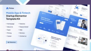 Fintex - Mobile App and Fintech Startup Elementor Template Kit
