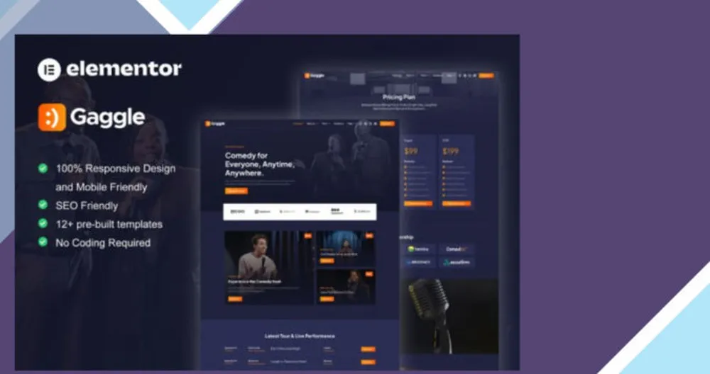 Gaggle - Comedian and Entertainment Show Elementor Pro Template Kit