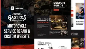 Gastros Garage - Motorcycle Service Repair Elementor Template Kit