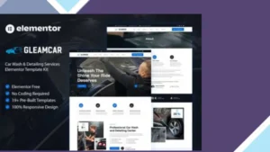 Gleamcar - Car Wash and Detailing Service Elementor Template Kit