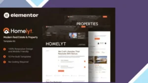 Homelyt - Modern Real Estate and Property Elementor Template Kit