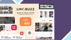 Linqbuzz - Blog and Magazine Elementor Pro Template Kit