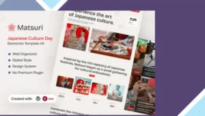 Matsuri - Japanese Culture Day Elementor Template Kit