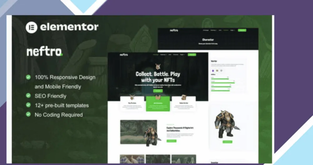 Neftro - Game NFT Elementor Template Kit 1 Neftro - Game NFT Elementor Template Kit
