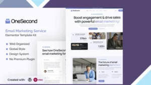 Wordpress Tools 17 OneSecond - Email Marketing Service Elementor Template Kit