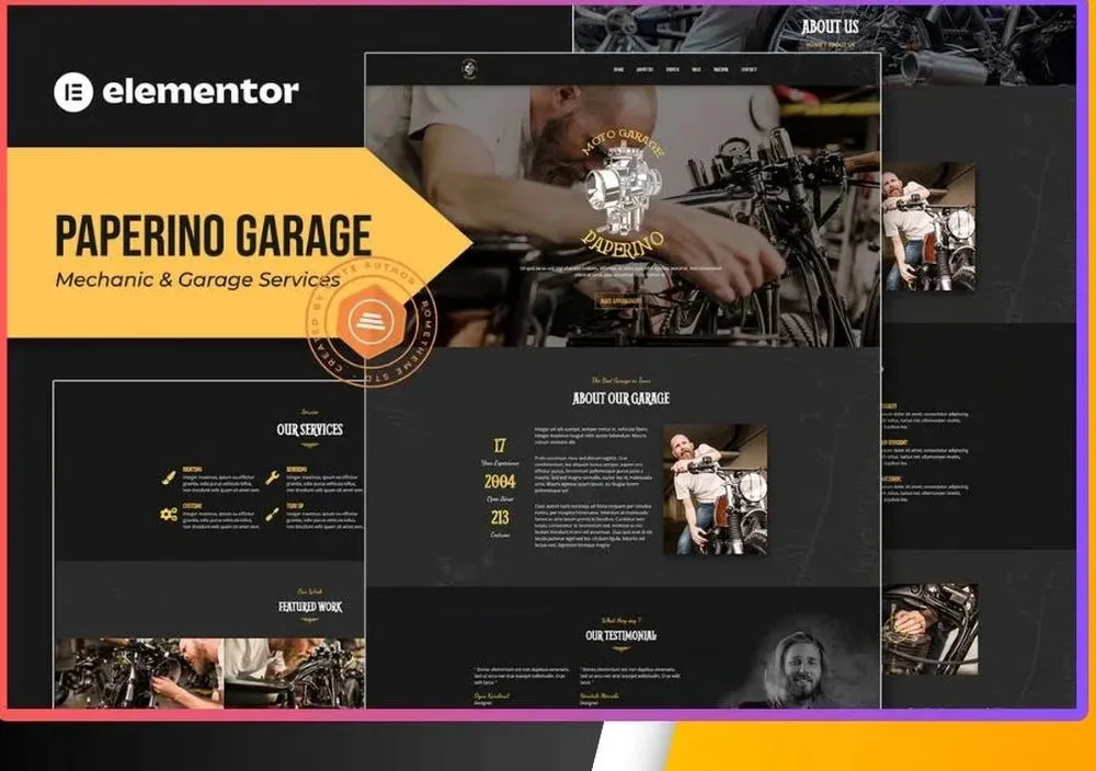 Paperino Garage - Mechanic Elementor Template Kit 1 Paperino Garage - Mechanic Elementor Template Kit