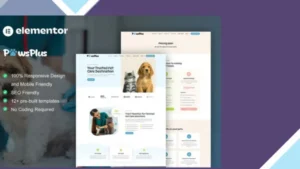 PawsPlus - Pet Care and Veterinary Elementor Template Kit