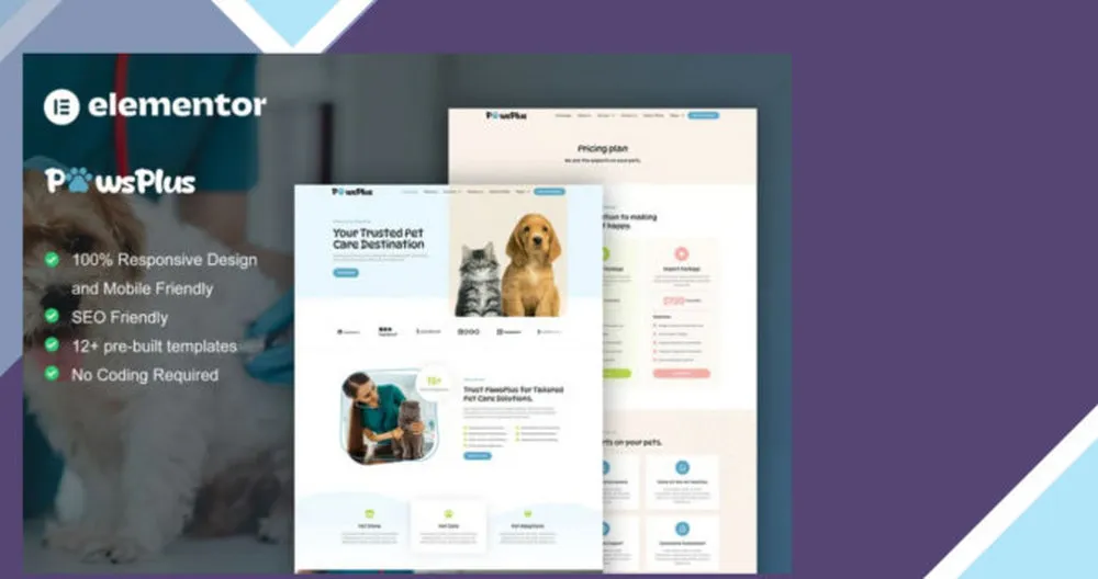 PawsPlus - Pet Care and Veterinary Elementor Template Kit 1 PawsPlus - Pet Care and Veterinary Elementor Template Kit