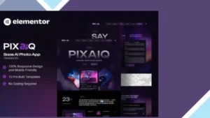 Pixaiq - Saas AI Photo App Elementor Template Kit