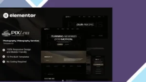 Pixlens - Photography Videography Services Elementor Template Kit
