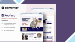 Poofyco - Pet Rescue and Animal Shelter Elementor Template Kit