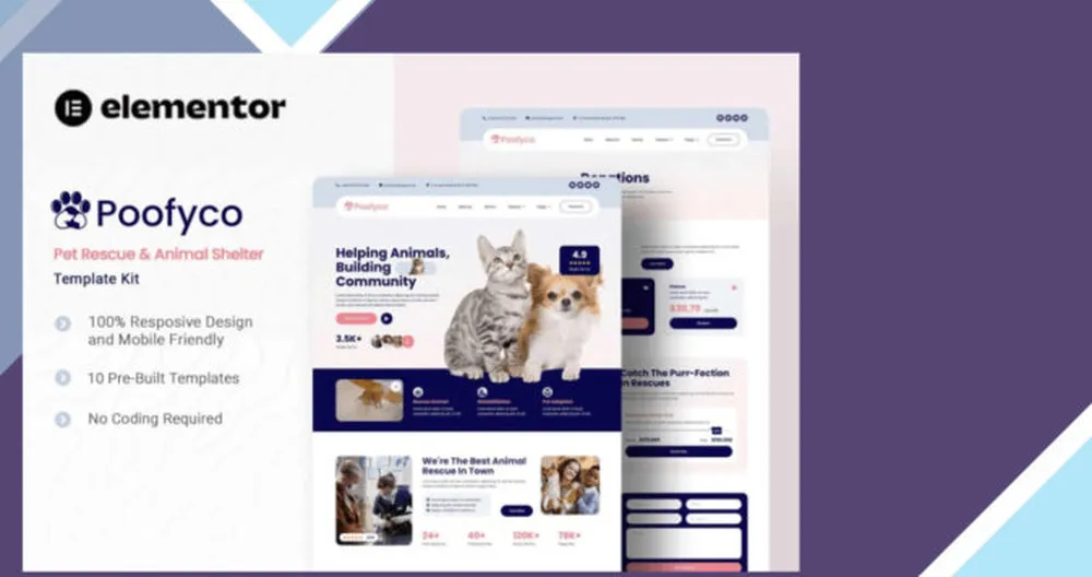 Poofyco - Pet Rescue and Animal Shelter Elementor Template Kit 1 Poofyco - Pet Rescue and Animal Shelter Elementor Template Kit