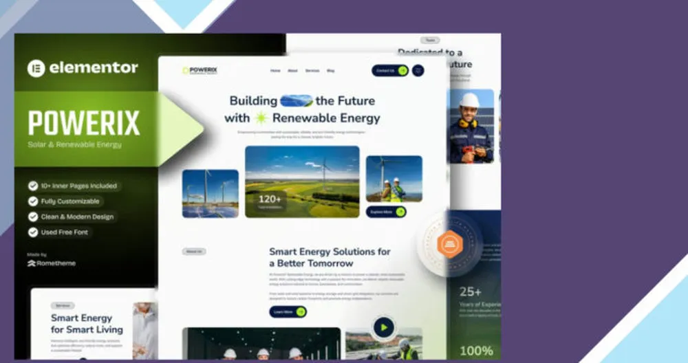 Powerix - Solar and Renewable Energy Elementor Template Kit 1 Powerix - Solar and Renewable Energy Elementor Template Kit