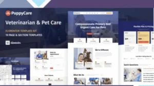 PuppyCare - Vetenarian and Pet Care WordPress Elementor Template Kit