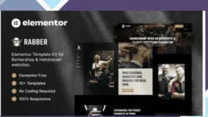 Wordpress Tools 11 Rabber - Barbershop and Hairdresser Elementor Template Kit