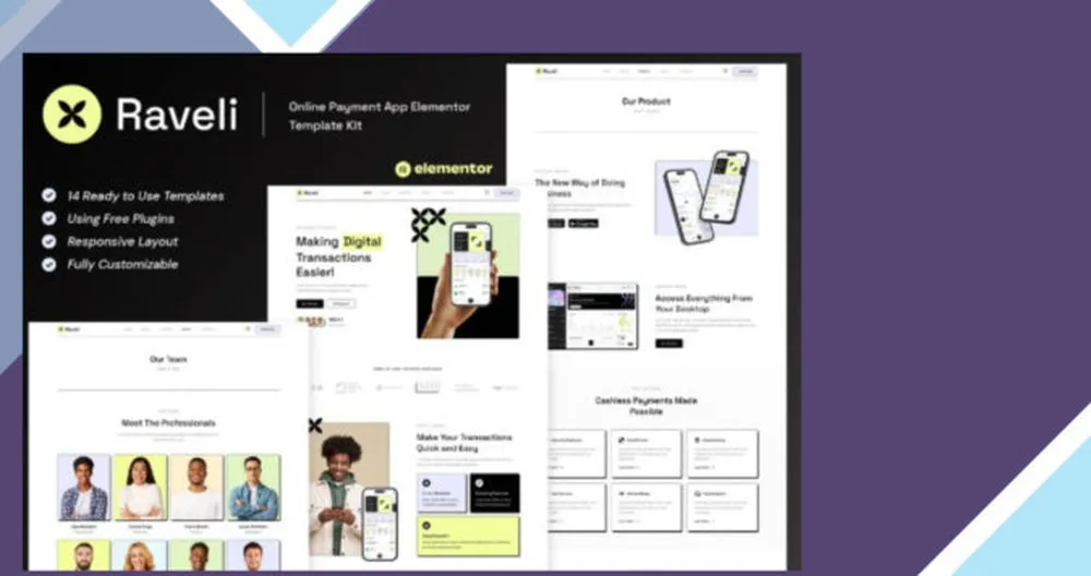 Raveli - Online Payment App Elementor Template Kit 1 Raveli - Online Payment App Elementor Template Kit