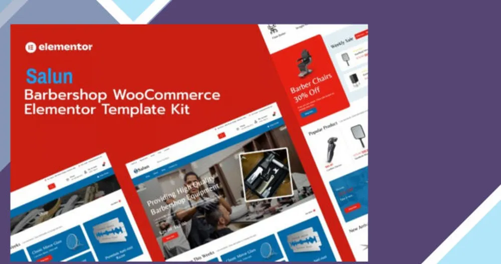 Salun - Barbershop Tools and Equipments Store WooCommerce Elementor Pro Template Kit