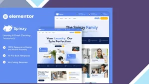 Spinzy - Laundry and Fresh Clothing Elementor Template Kit