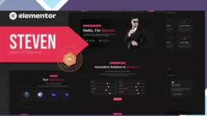 Steven - Dark CV Portfolio Resume Elementor Template Kit