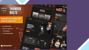 Thunderbolts - Basketball Team and Sports Club Elementor Template Kit