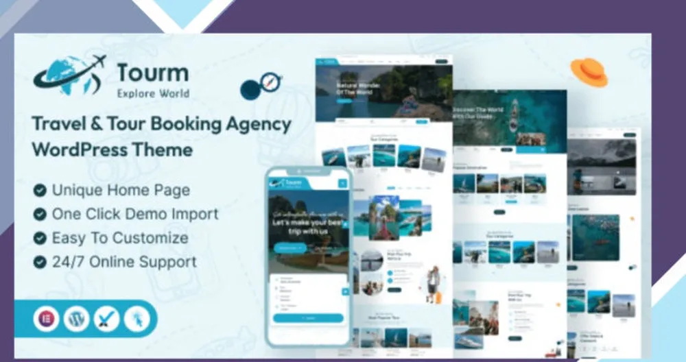 Tourm - Travel and Tour Booking Agency WordPress Theme