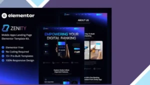 Zenity - Mobile App Landing Page Elementor Template Kit